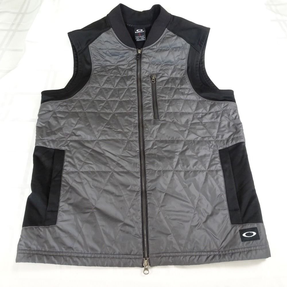 Oakley Quilted Puffer Golf Vest. Men's Large. Gray/Black full zip.